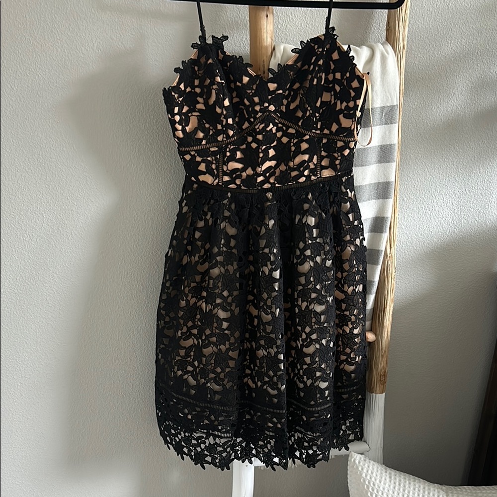 Ark & Co Black and Tan Babydoll Mini Dress
